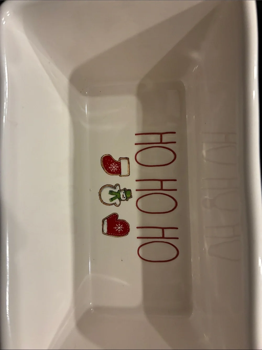 RAE DUNN MAGENTA HO HO HO CERAMIC DISH LOAF PAN GIFT IDEA CHRISTMAS DECOR WHITE